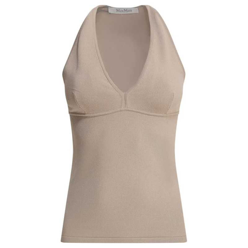 Max Mara Blouse Slim-Fit Viscose Top With American Neckline Neutrals