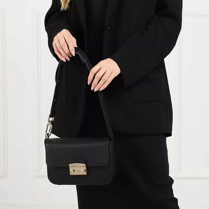 Furla Textile Logo Crossbody Bag in Black