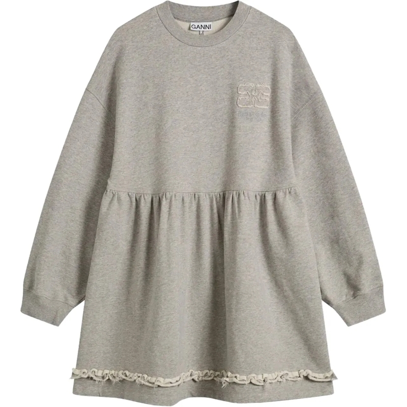 GANNI Robe midi dress grey grau