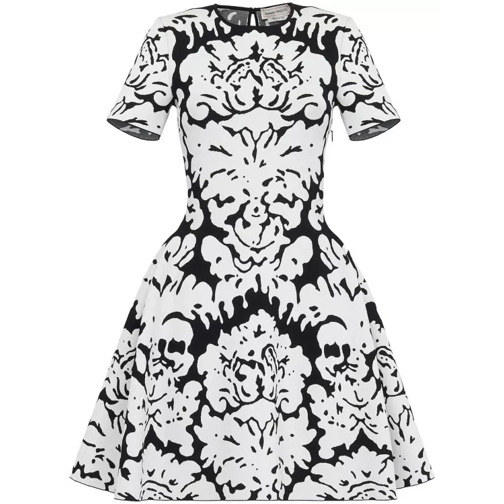 Alexander McQueen White/Black Damask Jacquard Mini Dress White 
