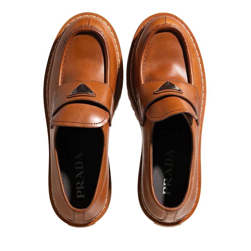 Prada Loafer Triangle Logo Loafer Cognac(Image 6)