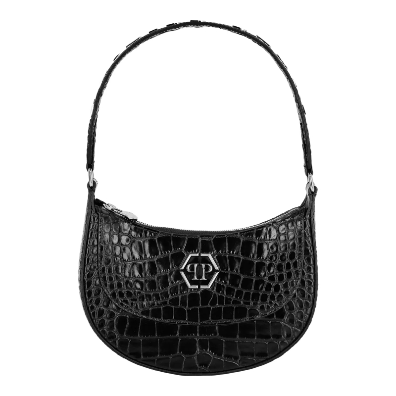 Philipp Plein Crossbody Bag Henkeltasche Crocco Print schwarz