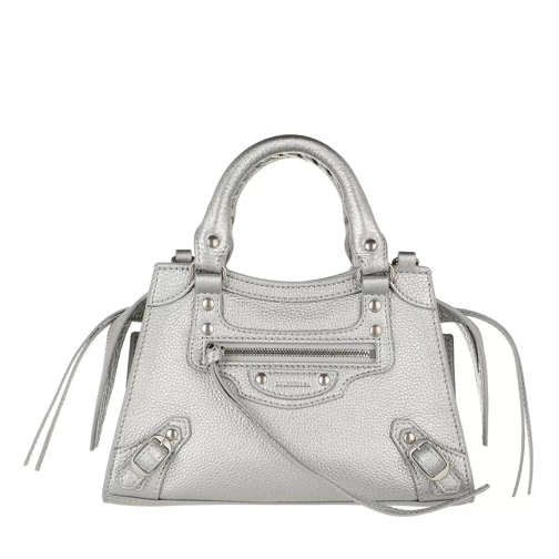 Balenciaga Neo Classic Mini Top Handle Bag Leather Silver Crossbody Bag