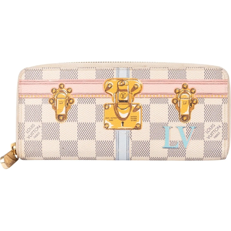 Louis Vuitton Geldbörse Louis Vuitton Damier Azur Trunk Monogram Clemence  weiß