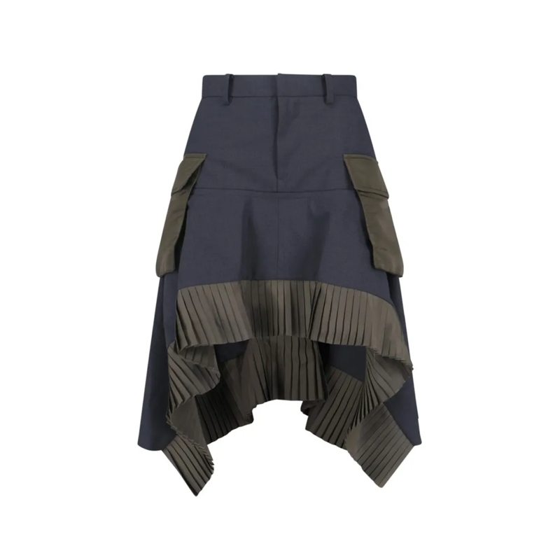 Sacai Midirok Versatile Grey Skirt With Smooth Texture And Elega Blue