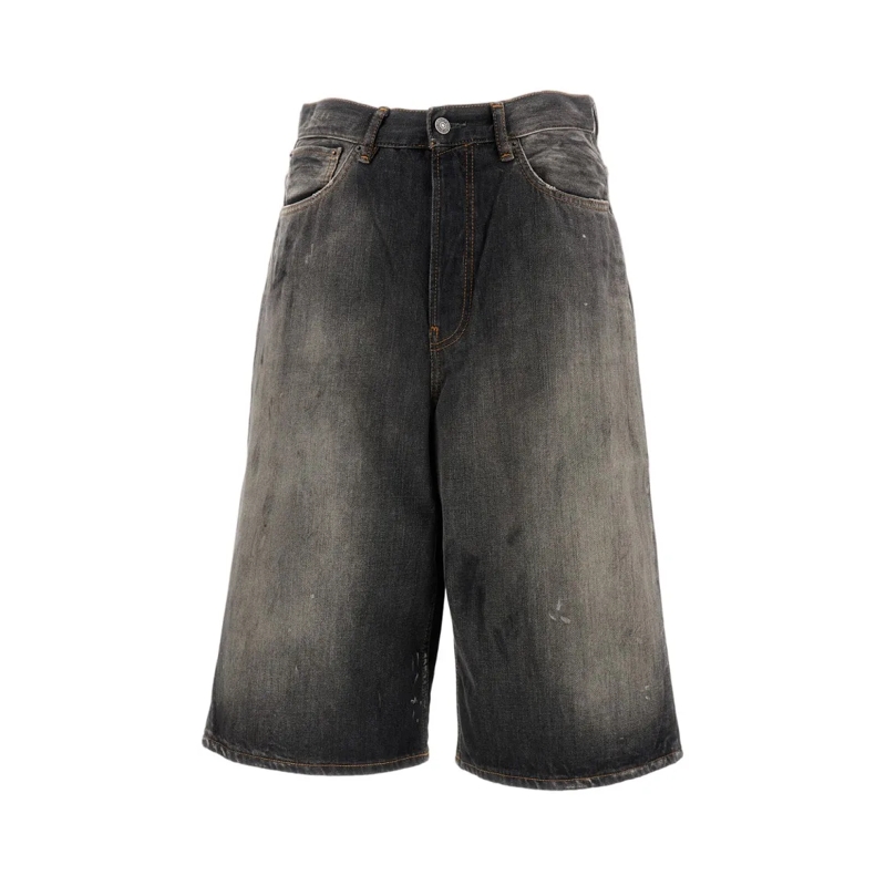 Acne Studios Casual Shorts Distressed Loose Fit Denim Bermuda Shorts Black