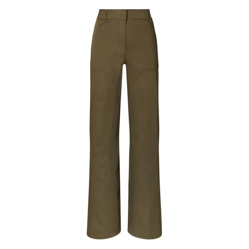 Tory Burch  High-Waisted Green Cotton Pants With Structured Wi Green