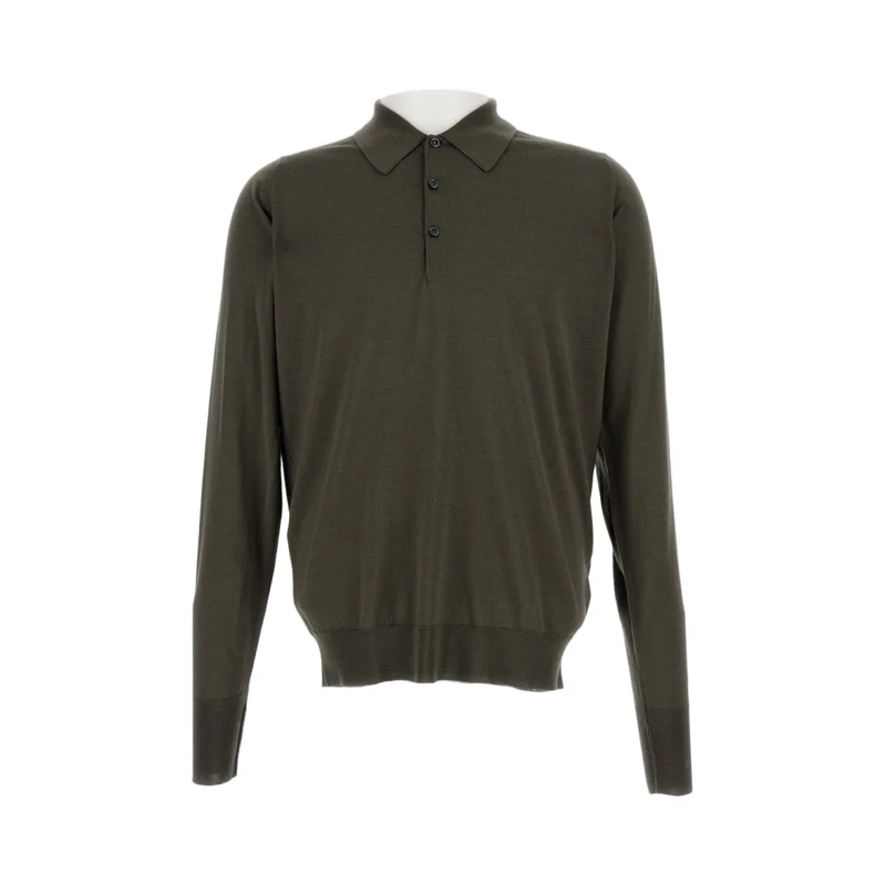 John Smedley Polo Long-Sleeved Polo Shirt Green