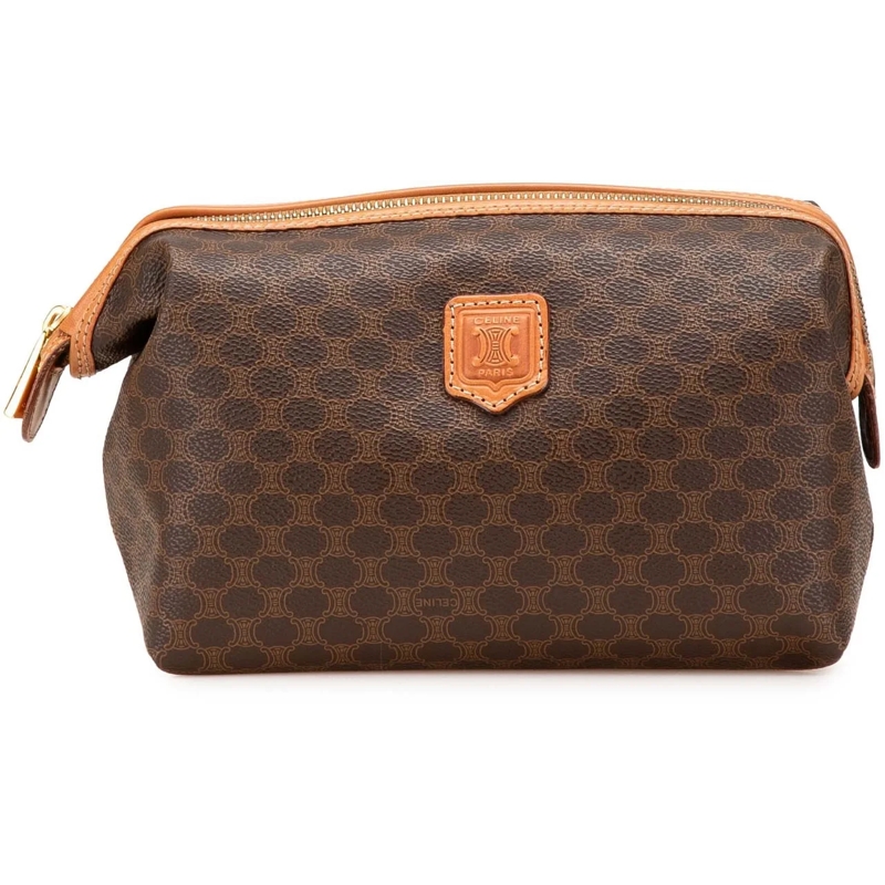 Celine Necessaire Macadam Coated Canvas Pouch braun