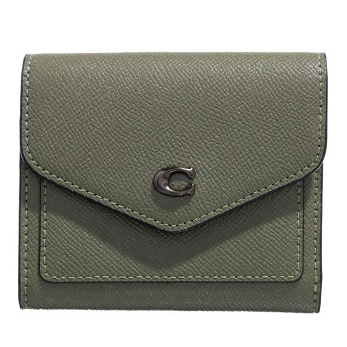 Coach Crossgrain Leather Wyn Small Wallet Army Green Portefeuille à trois volets