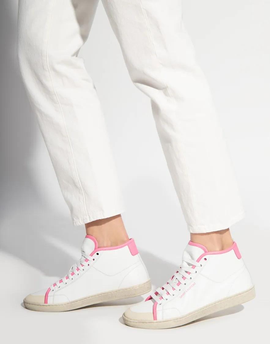 Thumbnail - Saint Laurent Low-Top Sneaker - Sl/39 Logo Mid-Top Sneakers - Gr. 37 (EU) - in Weiß - für Damen