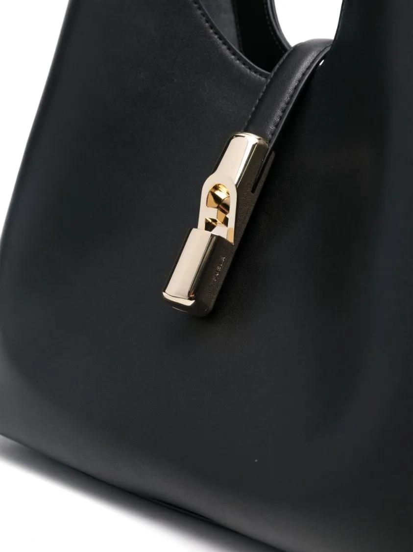 Furla Hobo bags Black Calf Leather Shoulder Bag in zwart