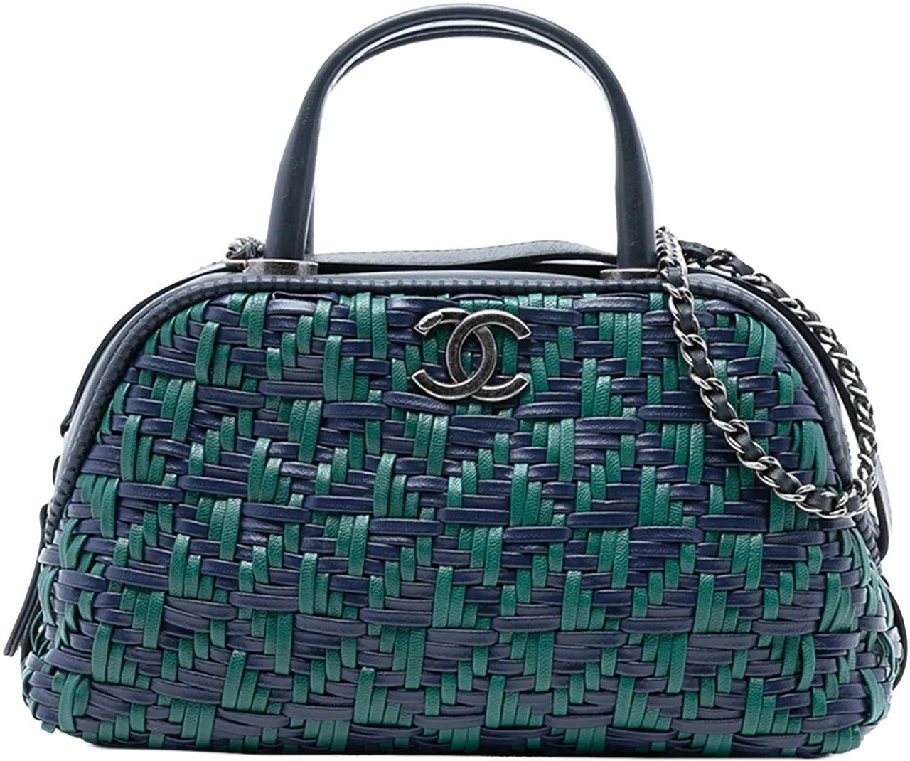 Chanel Hobo Bags - CC Woven Calfskin Bowling Bag - Gr. unisize - in Blau - für Damen