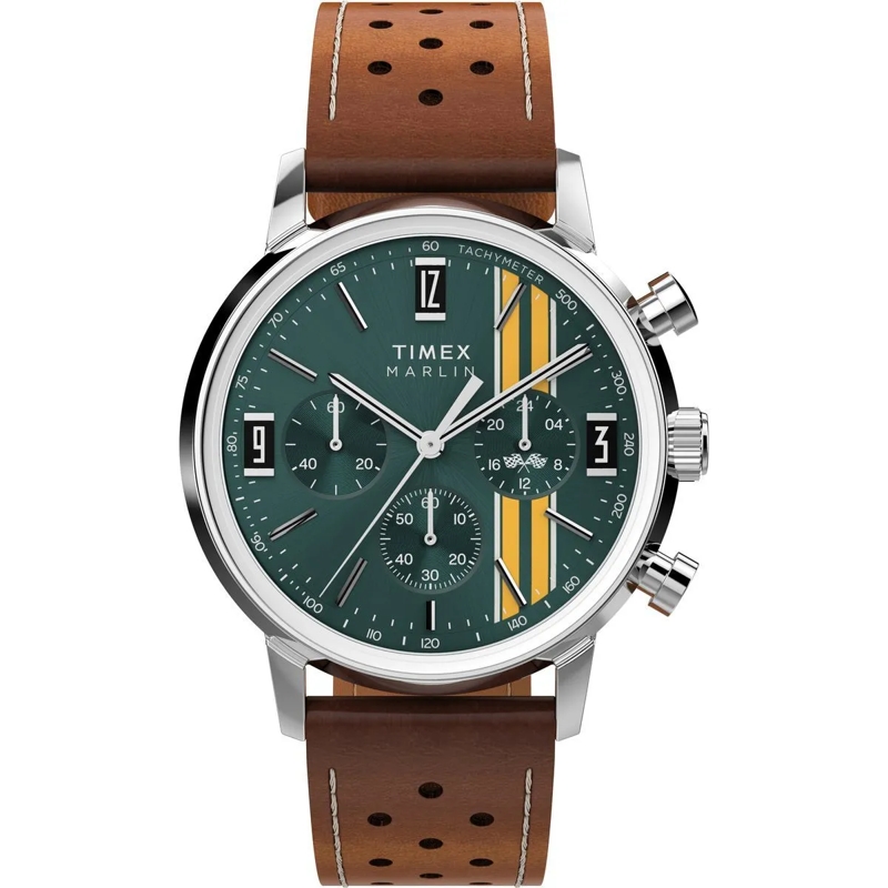Timex Quarzuhr Quarz-Analoguhr Marlin Chronograph Stripes braun
