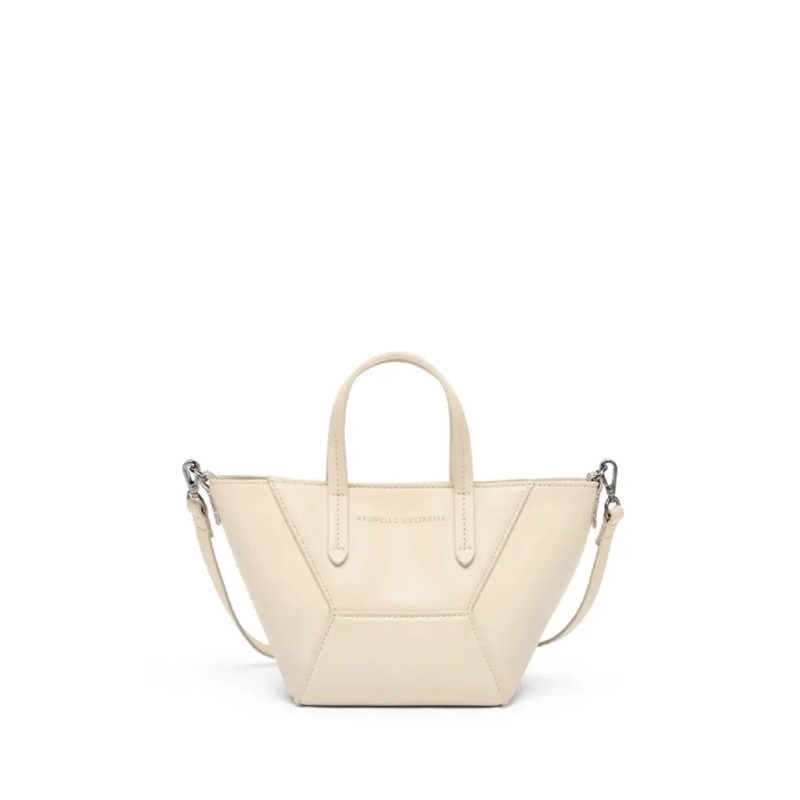 Brunello Cucinelli Crossbody Bag Structured Handbag With Geometric Design Neutrals