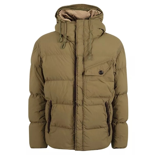 Ten C Green Feather Down Hooded Padded Jacket Green 