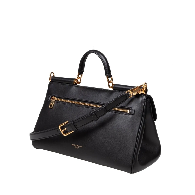 Dolce&Gabbana Sac à bandoulière Vintage My Sicily Bag In Black Leather Black(Image 3)
