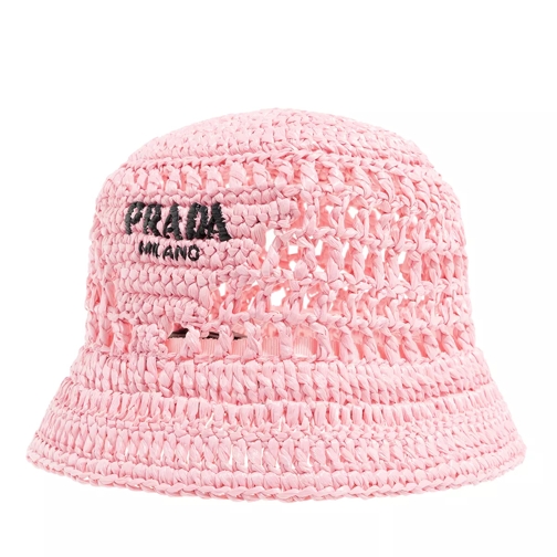 Prada Bucket Hat Raphia Bast Pink Fischerhut