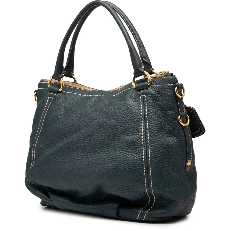 Prada Sac à bandoulière Vitello Daino Zip Top Satchel blau