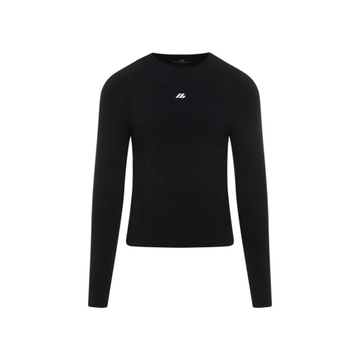 Balenciaga Fitted Ls Crewneck Top Black Topjes met lange mouwen