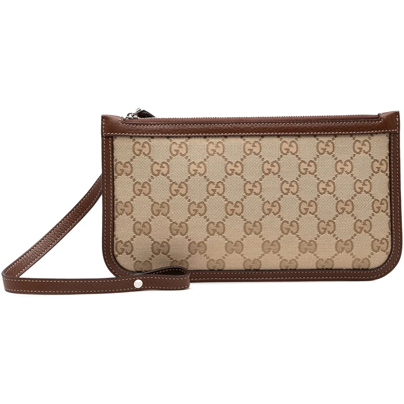 Gucci Necessaire GG Canvas Wristlet Pouch braun