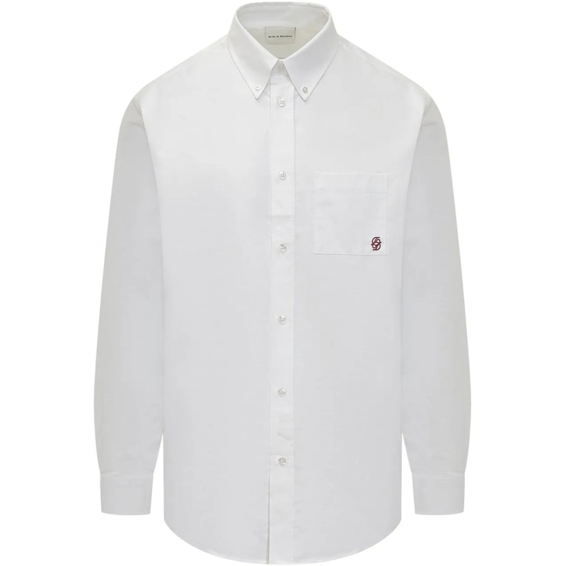 Drôle De Monsieur Haut décontracté Camicia Logo Ricamato weiß