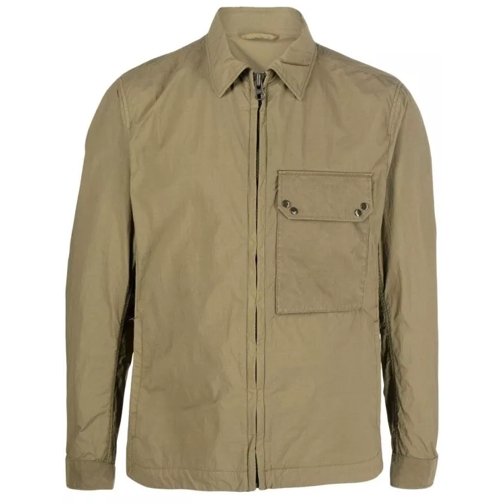 Ten C Zip-Up Shirt Jacket In Khaki Green Technical Fabri Green 
