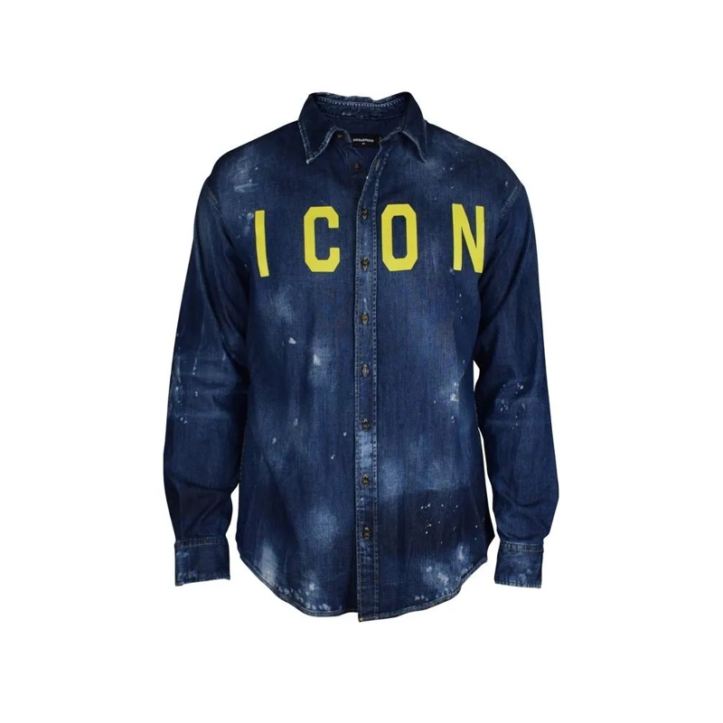 Dsquared2 Hemd Distressed Blue Denim Shirt Black