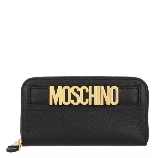 Moschino Logo Metal Zip Wallet Black Ritsportemonnee