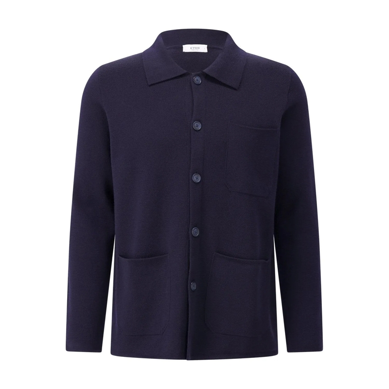 Eton  Hemdjacke aus Strick Dunkelblau