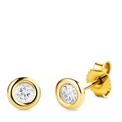 DIAMADA Solitaire Diamond Stud Earring 14Kt Yellow Gold Stud
