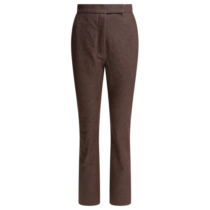 Max Mara  Denim-Effect Cotton Trousers Brown