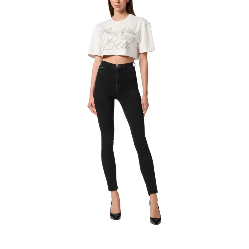 Philipp Plein T-Shirt T-Shirt Rundhalsausschnitt Ls Crystal Verziert weiss(Image 2)