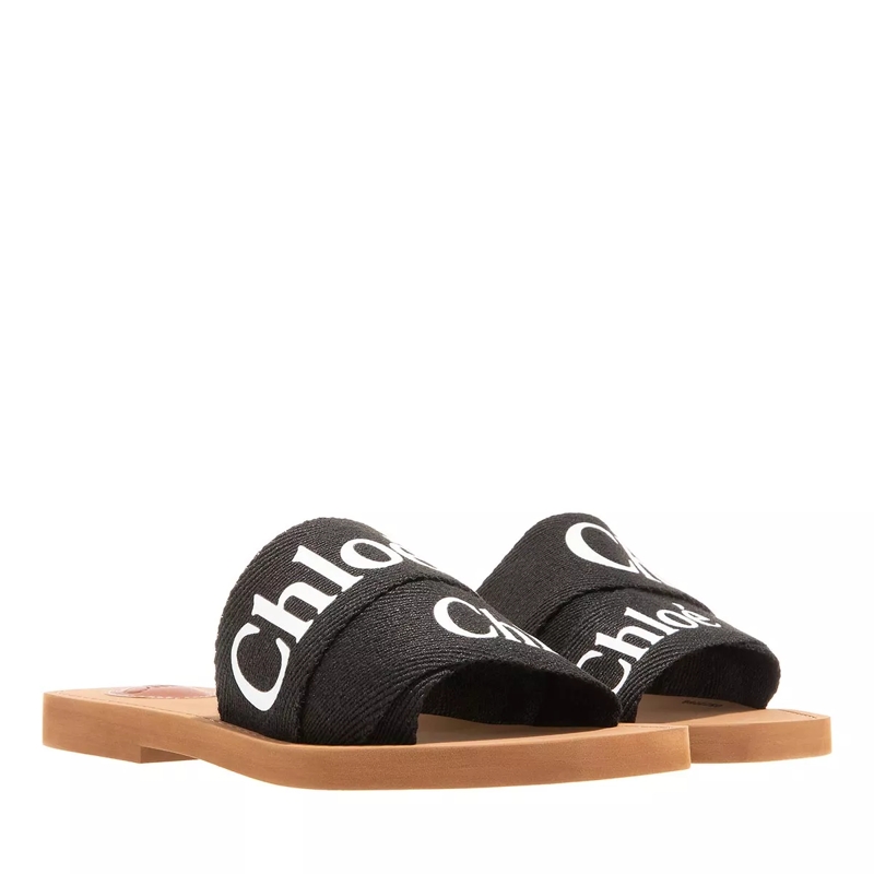 Chloé Slipper Flache Pantolette Woody Black