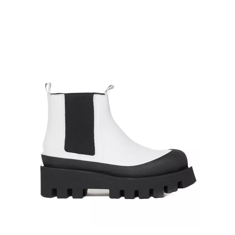 Paloma Barceló Bottines White Leather Chelsea Boots With Ultramodern Desig Black