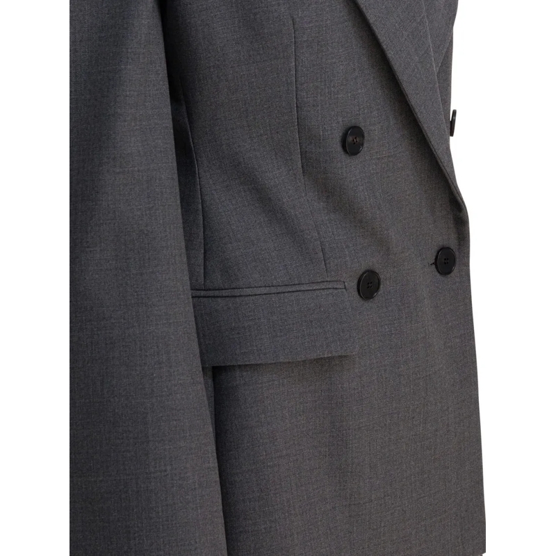 Givenchy Blazer Double-Breasted Wool Blazer With Structured Constr Grau(Image 5)