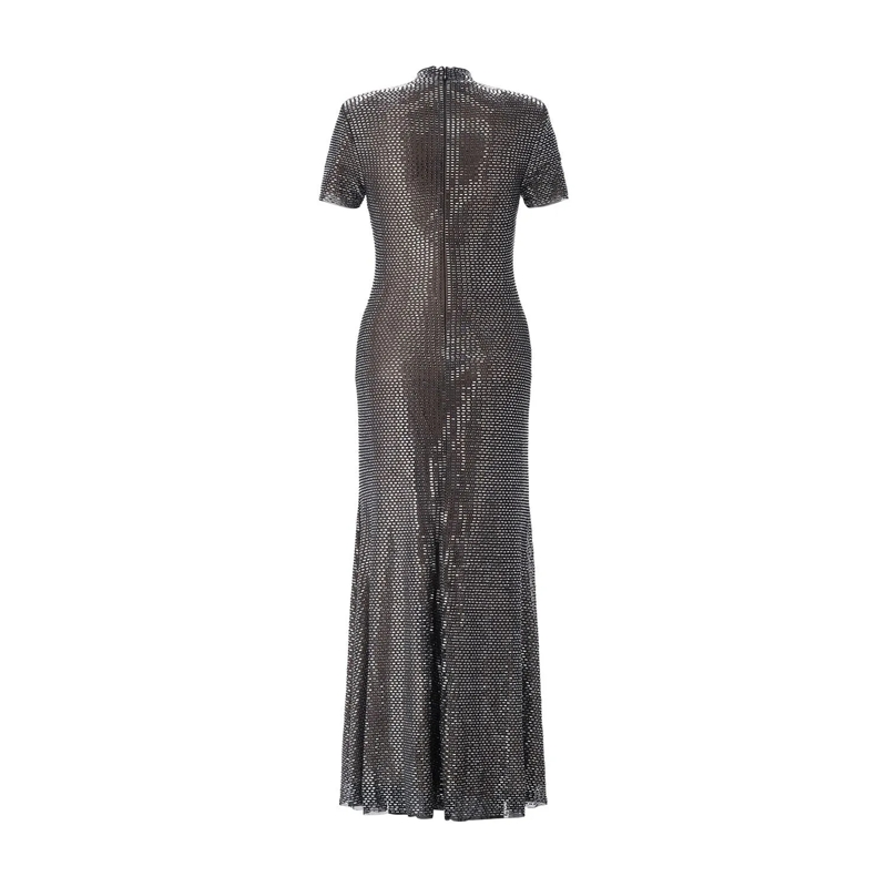 Self Portrait Robe longue Maxikleid mit Schmucksteinen grau(Image 2)