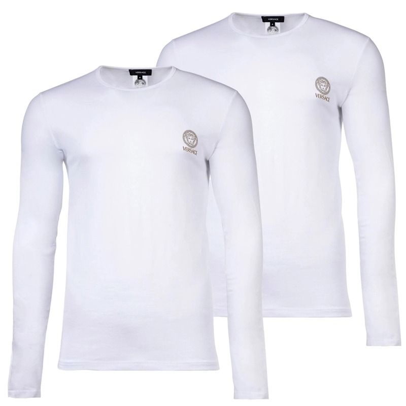 Versace Hemd T-SHIRT BI-PACK JERSEY TOPEKA BI-STRETCH COTTON OR weiss