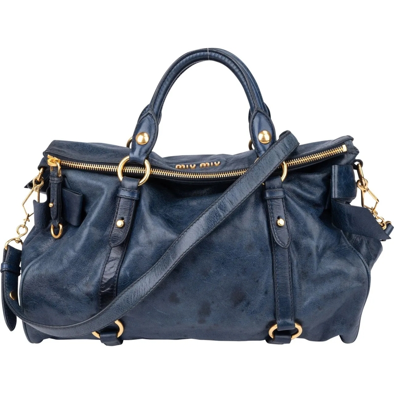 Miu Miu Tote Miu Miu Blue Leather City Handbag blau