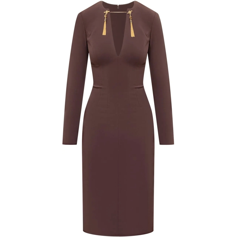 Elisabetta Franchi Robe midi Elisabetta Franchi Abito con Dettagli Gioiello braun