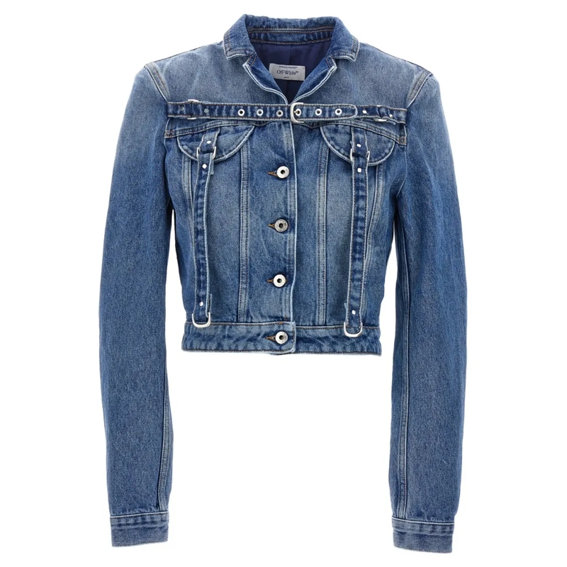 Off-White Jeansjacke Cropped Cotton Denim Jacket Blue
