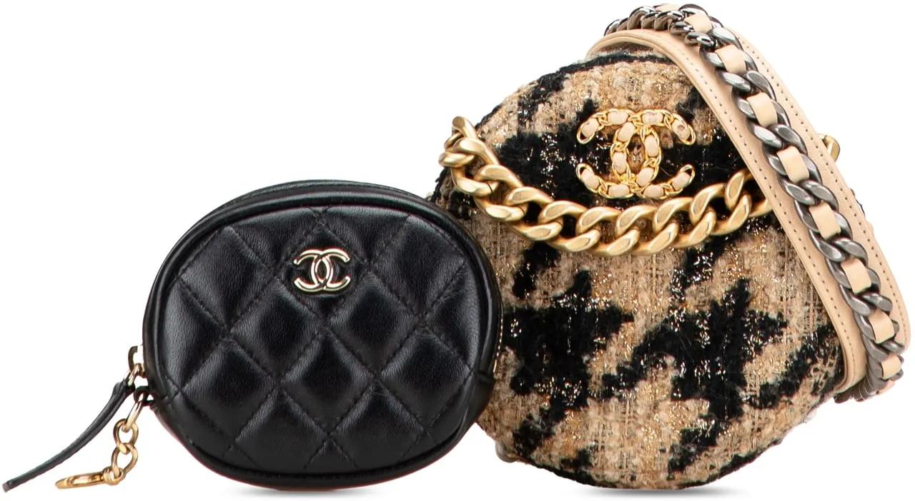 Chanel Hobo Bags - Tweed 19 Round Clutch with Chain and Coin Purse - Gr. unisize - in Braun - für Damen