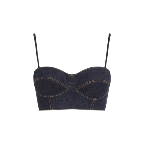 Alaia  Blue Denim Cotton Bustier Bra Blue