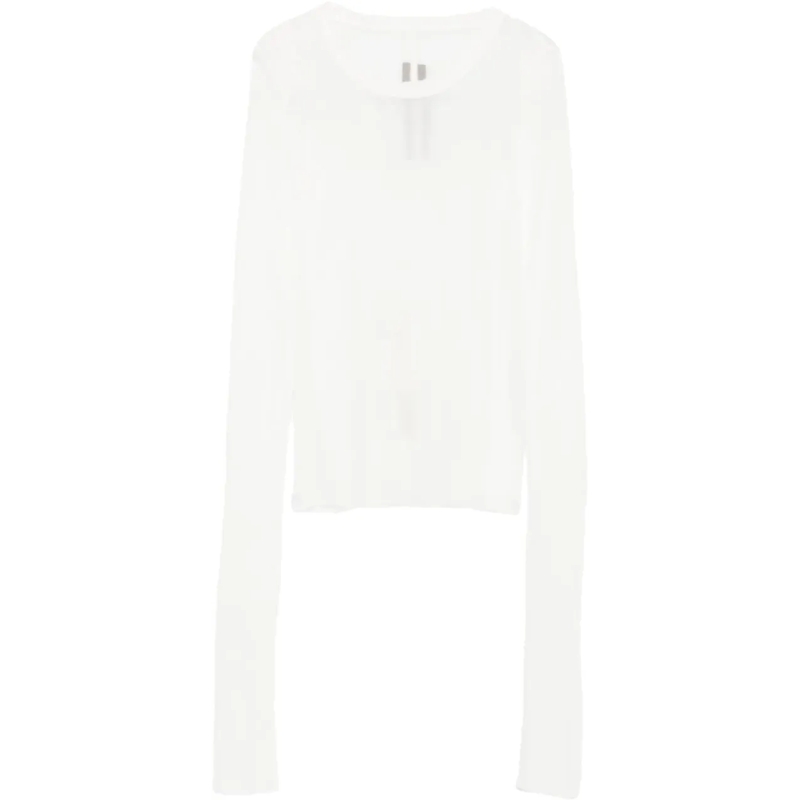 Rick Owens T-Shirt Cropped Rib Ls T Milk weiß