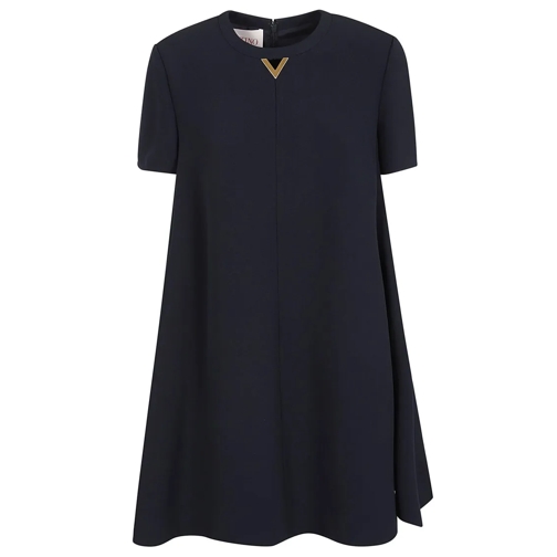 Valentino Mini-Kleider Navy/Blue Structured Couture Solid Dress Blue