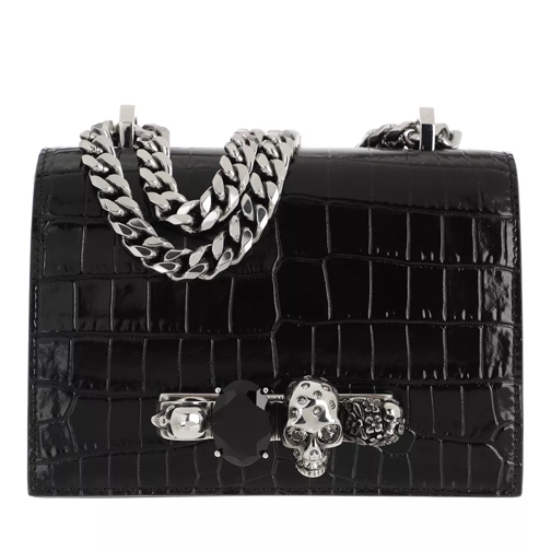 Alexander McQueen Jewelled Satchel Leather Black Crossbody Bag