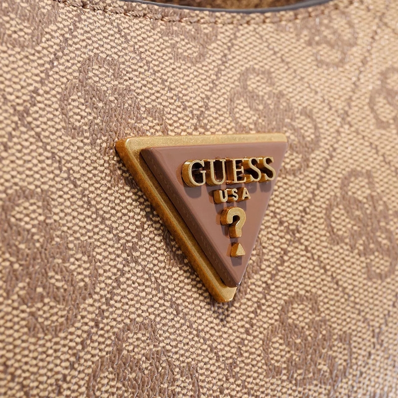 Guess Pochette Alexie Top Zip Shoulder Bag Latte Logo(Image 4)