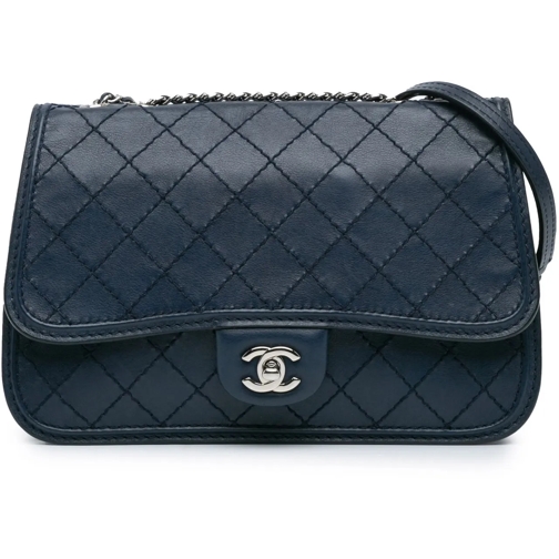 Chanel Schultertasche 2012-2013 Medium Stitched Calfskin Citizen Flap blau