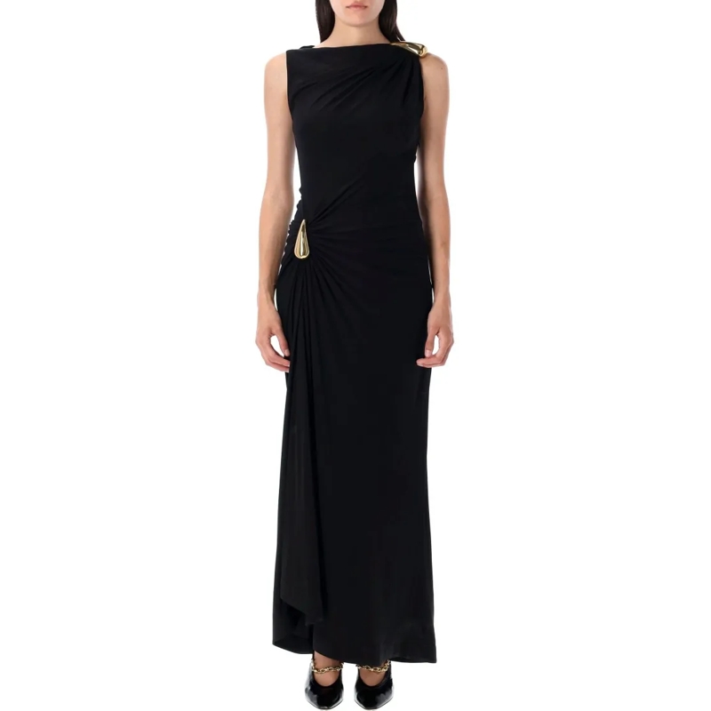 Bottega Veneta Midi-jurk Viscose Jersey Long Dress Black