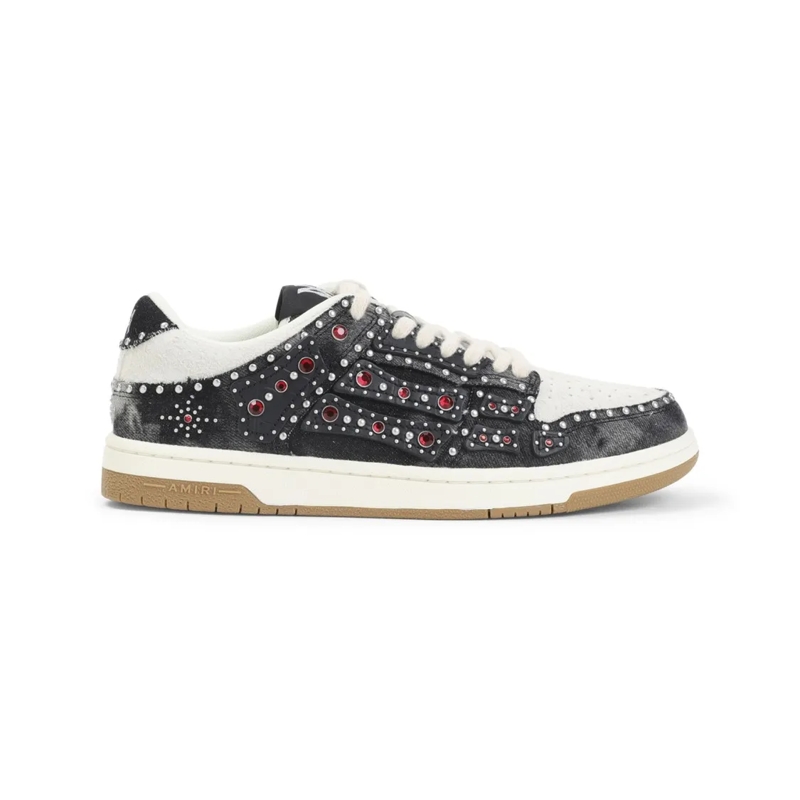 Amiri Low-Top-Sneaker Textured Black Low-Top Sneakers With Studded Detai Neutrals